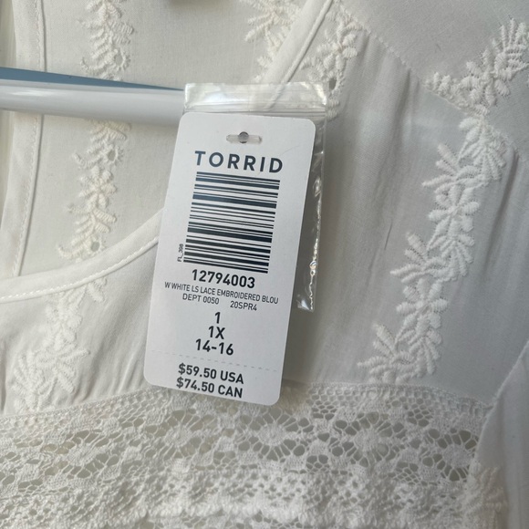 New Torrid White Hi-Lo Eyelet & Lace blouse - Picture 8 of 8